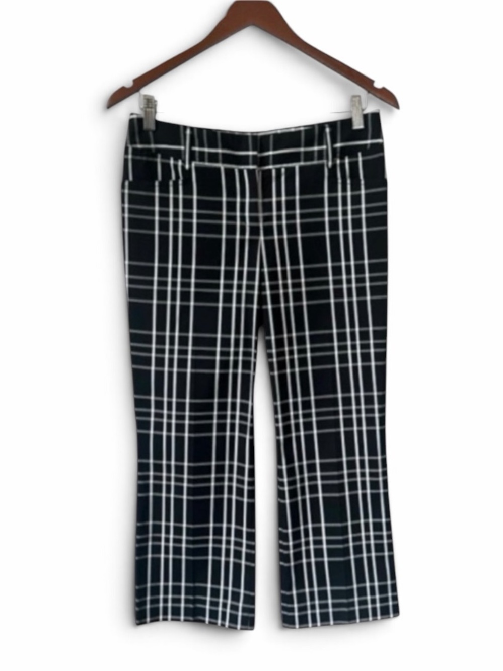Express Black and White Plaid Straight Leg Crop Pants Size 4